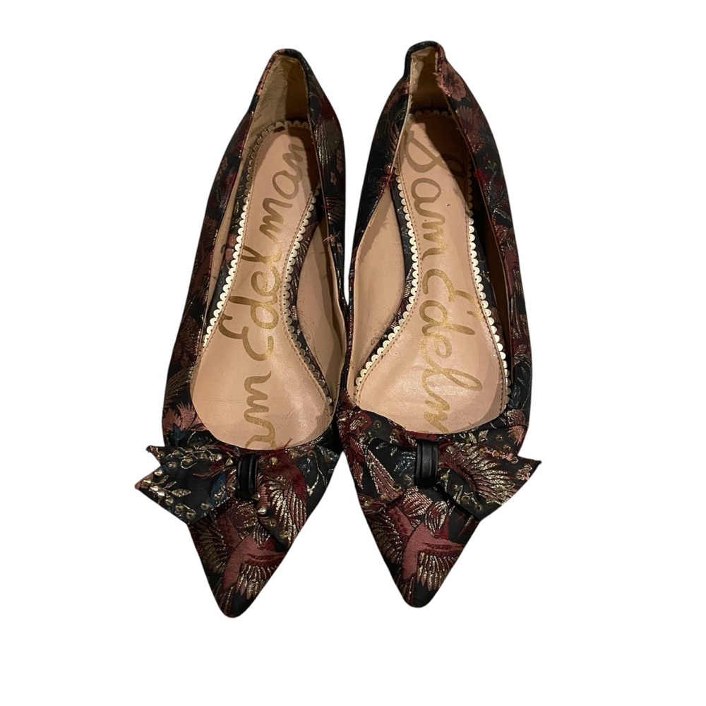 Sam Edelman Raisa Bow Ballet Flats w/ studded spikes Floral Tapestry size 9.5